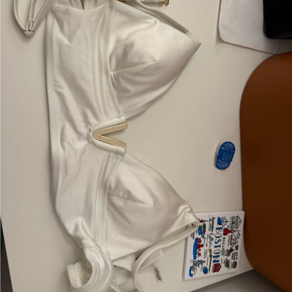 *Never Worn* Victoria Secret Cream Bikini Top with Gold Detail
